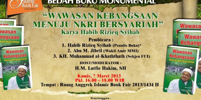 Undangan Peluncuran Buku Wawasan Kebangsaan, Menuju NKRI Bersyariah di IBF 1434 H